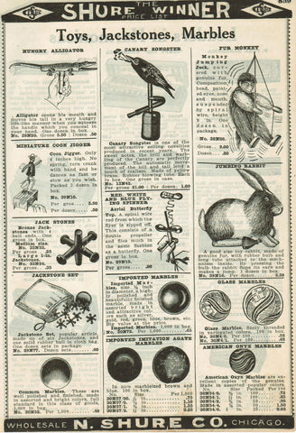 1924 N. Shure Co. ad for marbles